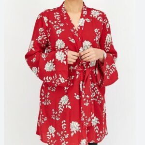 Guess Floral Red Belted Kimono